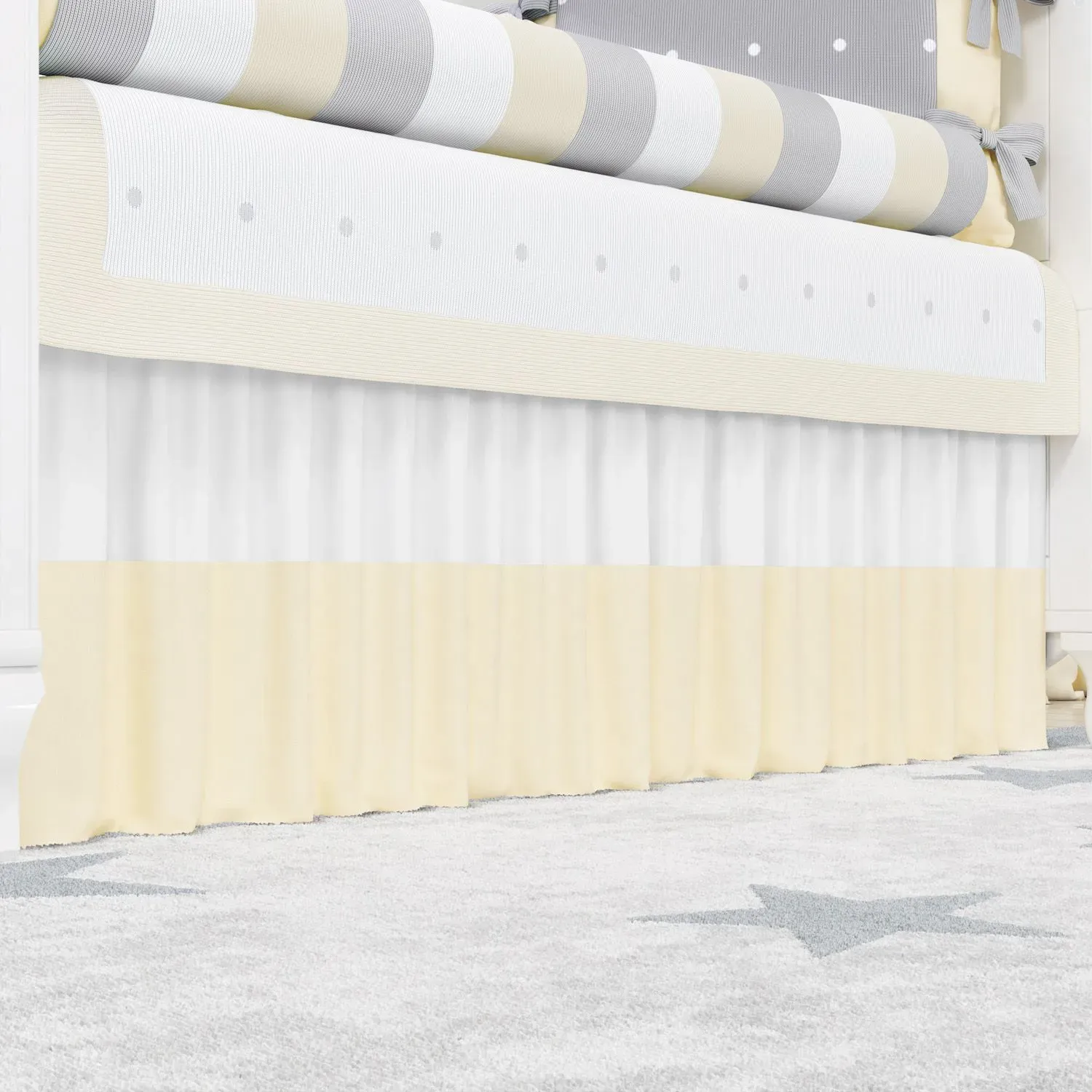 Kit Berço Tricot Poá Amarelo