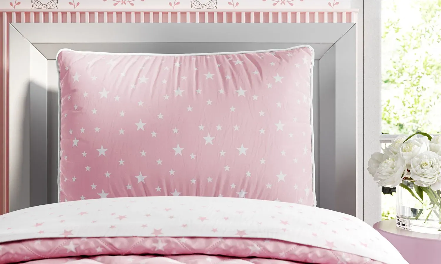 Fronha de Berço Estrelinha Rosa