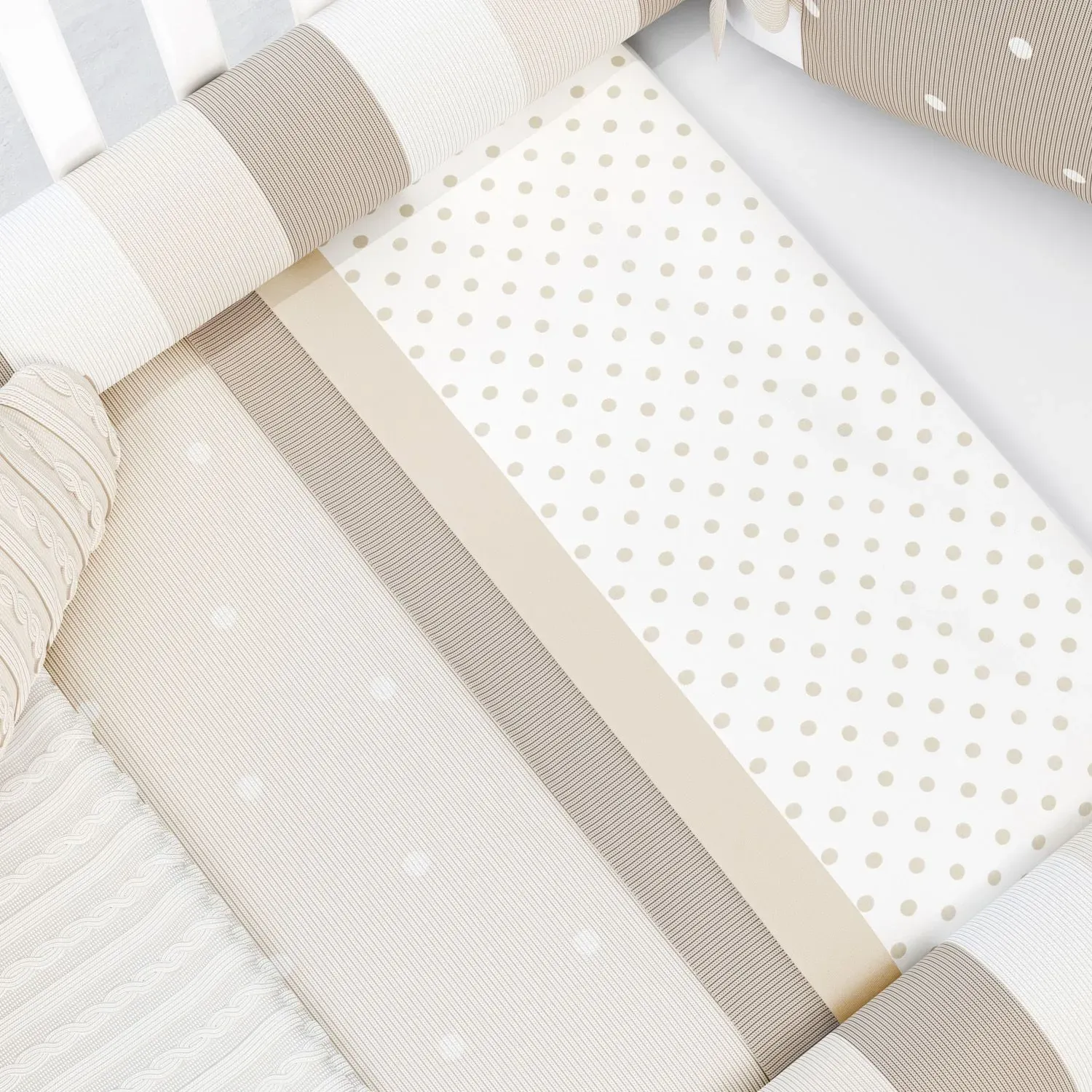 Kit Berço Tricot Poá Bege