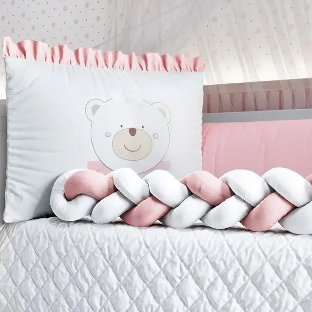 Edredom de Berço Branco Menina Ursinha Coração