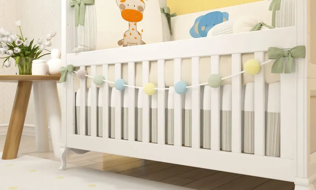 Saia de Berço Barra Listrada Verde e Bege