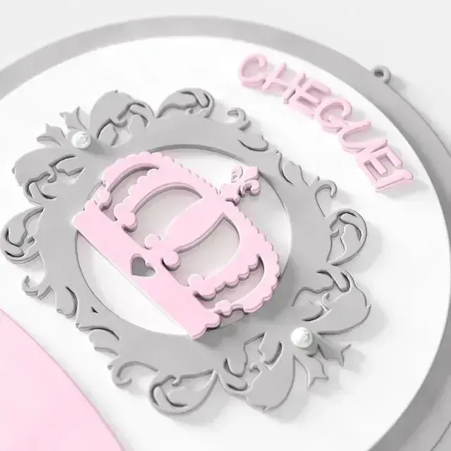 Porta Maternidade Personalizado Coroa Arabesco Rosa - Liz