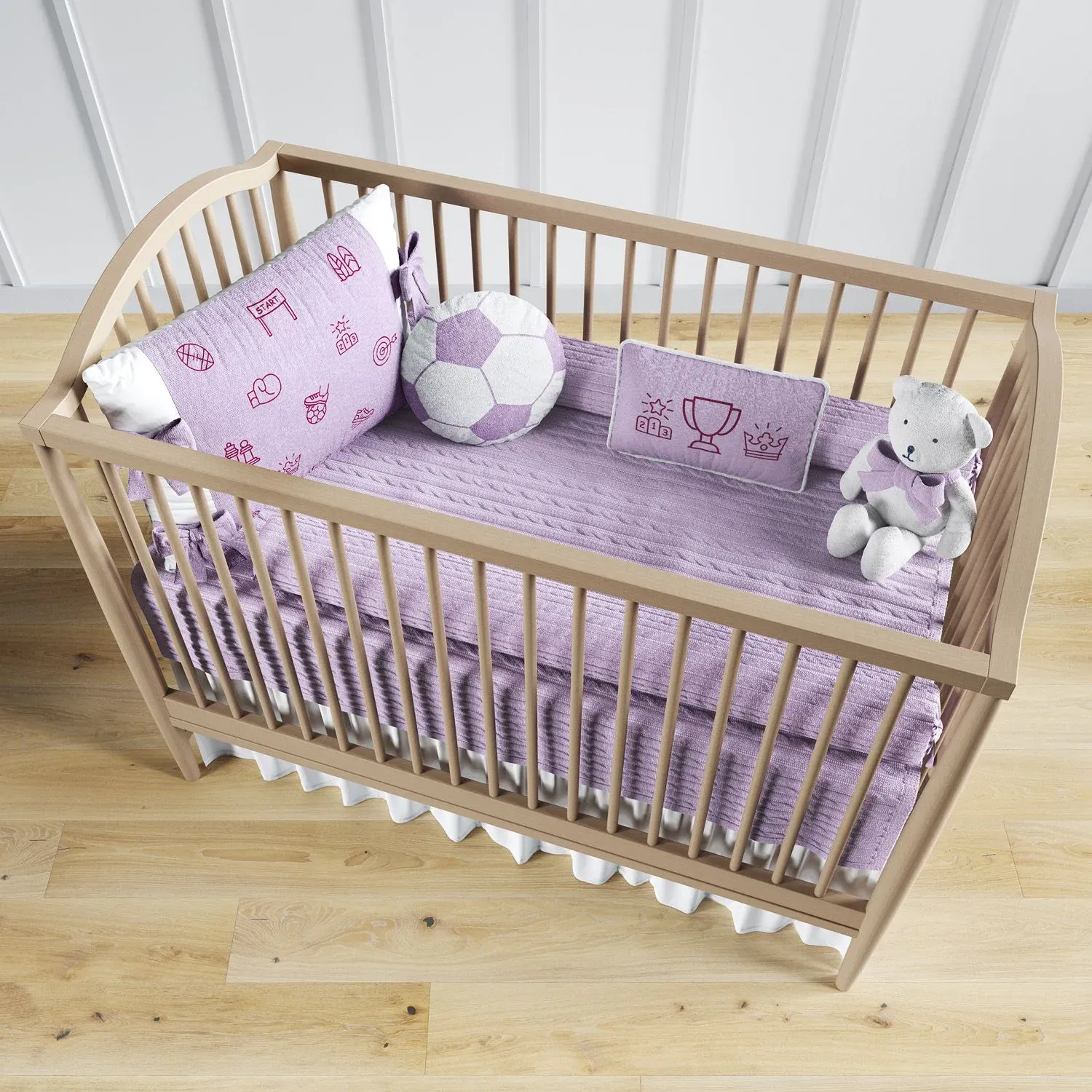Kit Berço Tricot Esportes Lilás