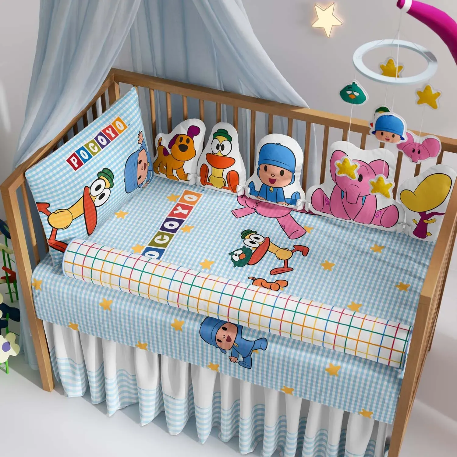 Rolinho Protetor de Berço Pocoyo Xadrez