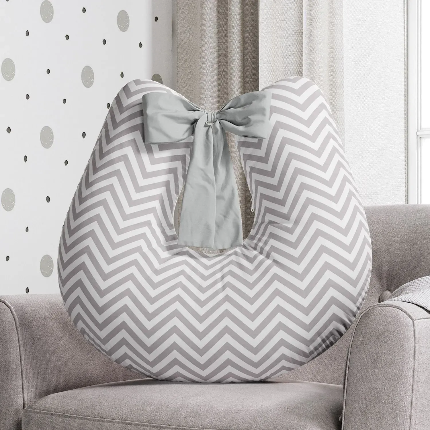 Almofada Amamentação Chevron Cinza