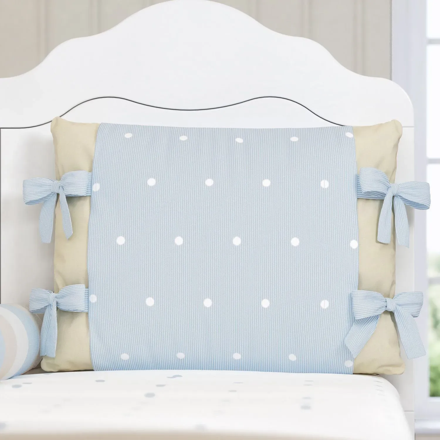 Kit Berço Tricot Poá Azul/Bege