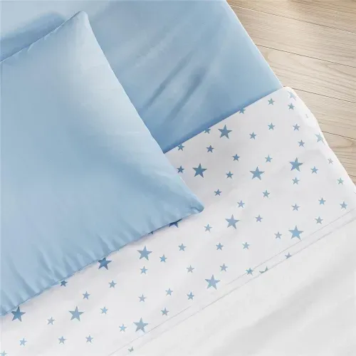 Jogo de Lençol Berço Estrelinhas Azul
