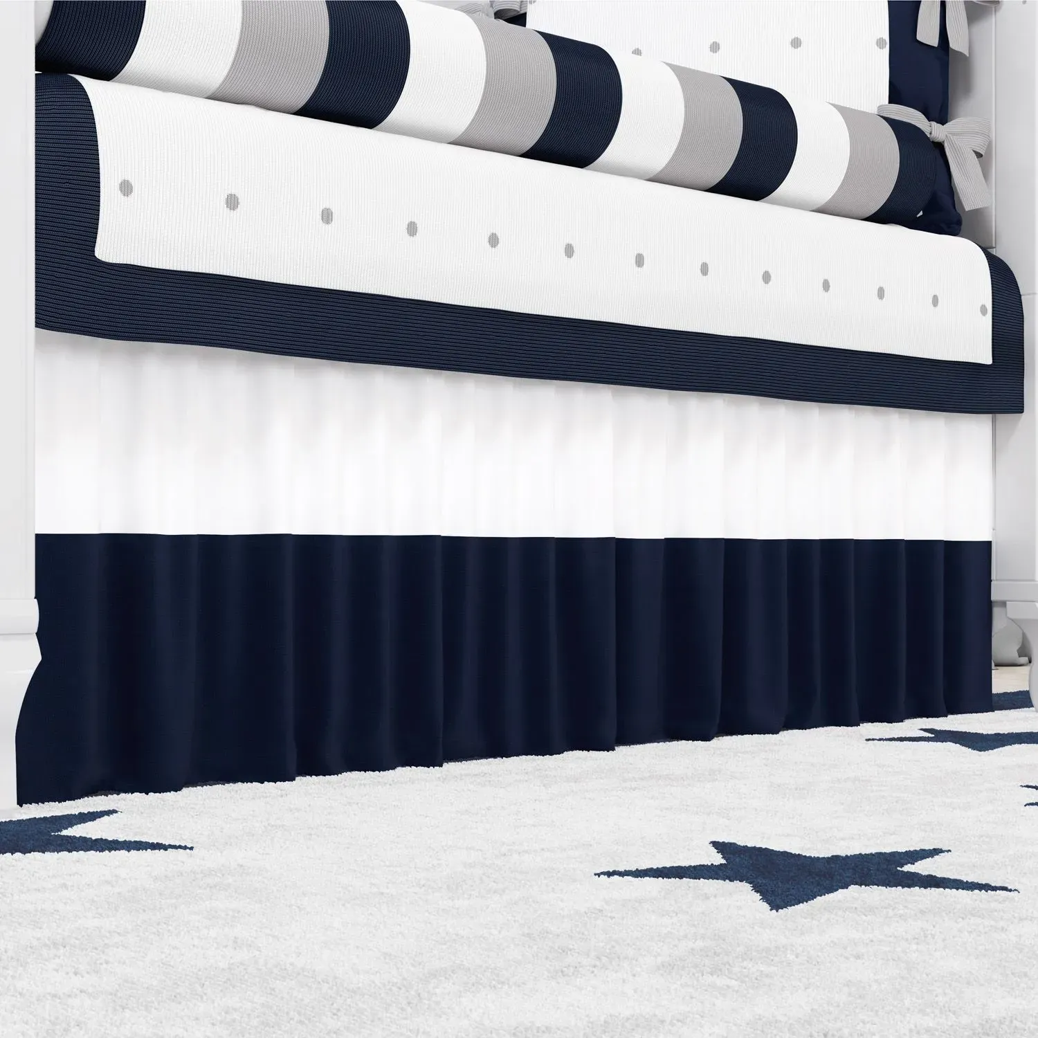 Kit Berço Tricot Poá Azul Marinho