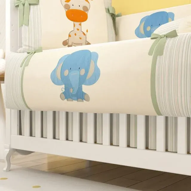 Saia de Berço Barra Listrada Verde e Bege