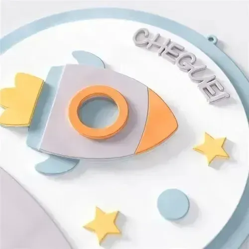 Porta Maternidade Personalizado Foguete Patchwork Azul - Gael