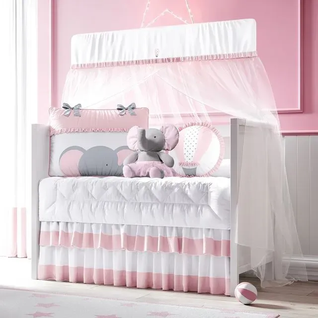 Edredom de Berço Liso Sonhe Alto Elefantinha Branco