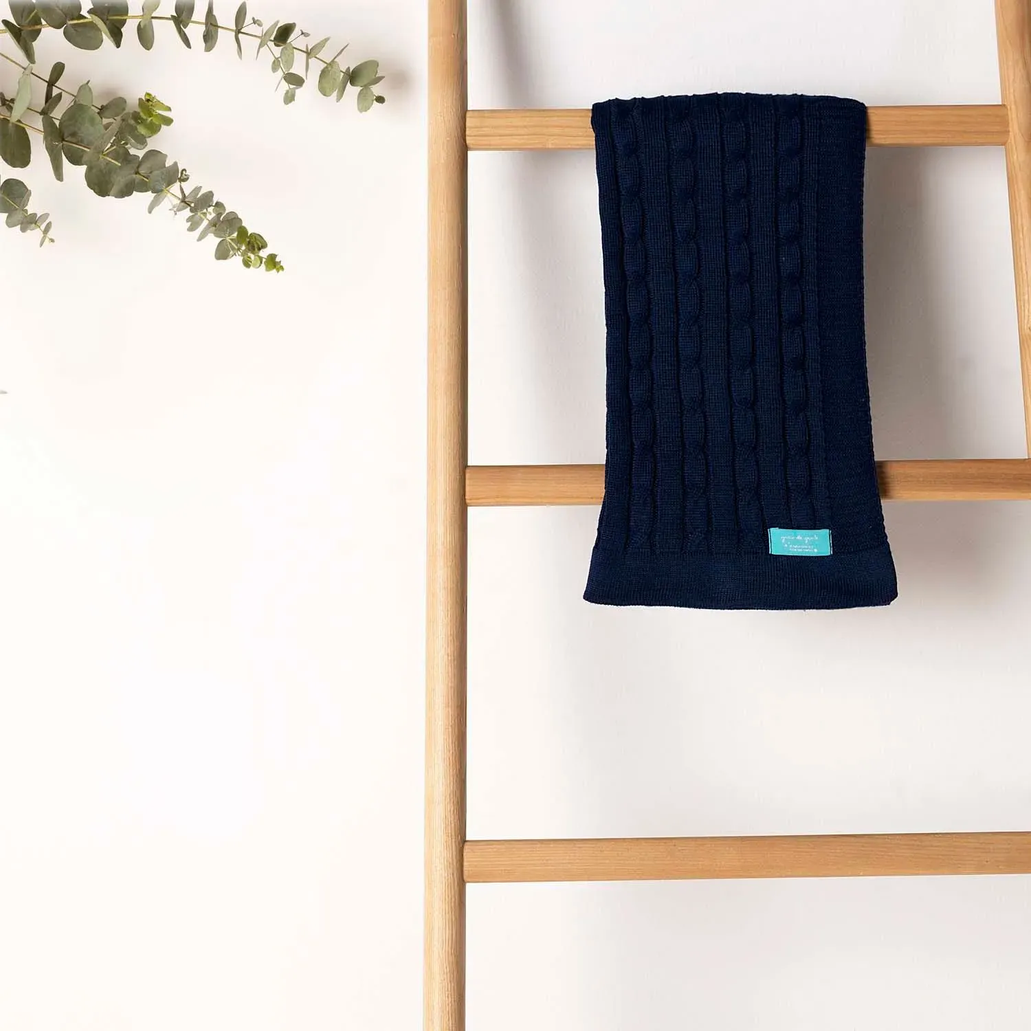 Cobre Leito Azul Marinho Tricot