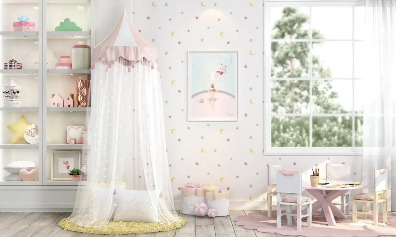 Tenda Dossel Circo Rosé/Branco 2m