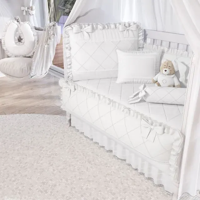 Edredom Matelado Cama Babá Branco Clássico