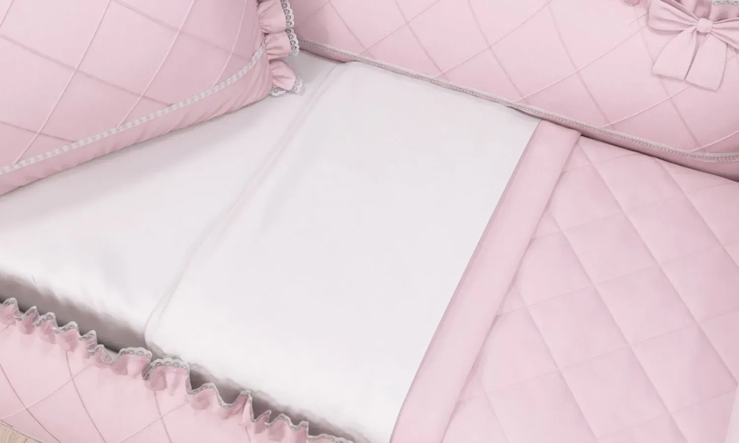 Jogo de Lençol Berço Rosa Clássico