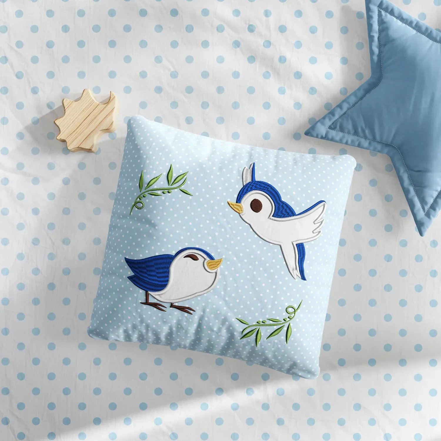 Almofada Quadrada Passarinhos da Floresta